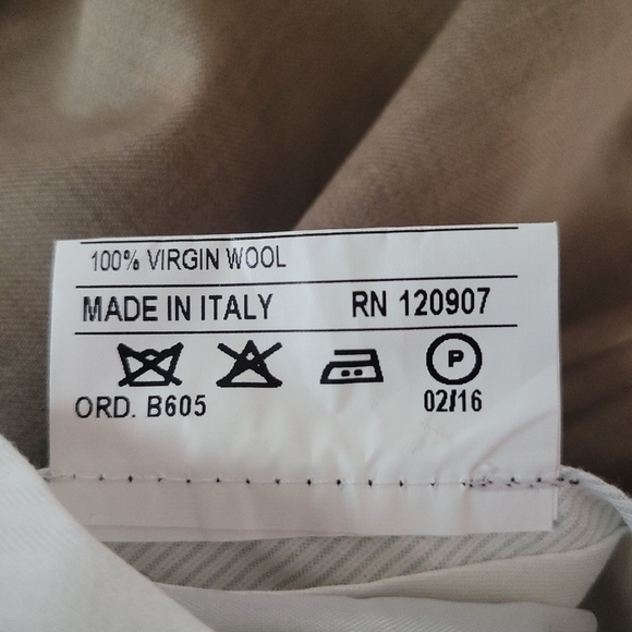 Santorelli Romeo Luxury Serge Tan Flat Front Trouser 44x38 Made In Italy Raw Hem - Picture 14 of 14